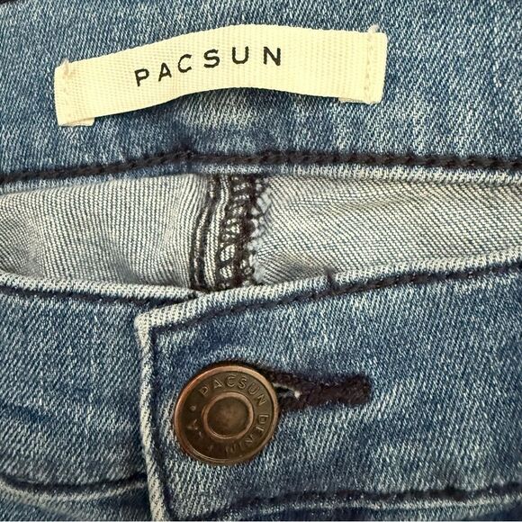 PacSun High Rise Jeggings Size 25 Distressed Skinny Jeans Blue Denim - Picture 5 of 9